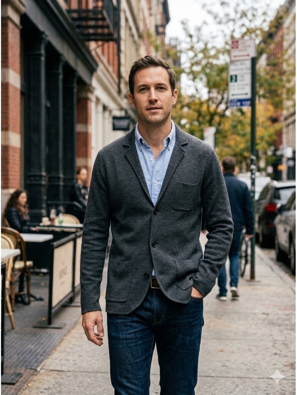 Mark Law Luxury Mens Charcoal Gray Cotton Knit 3-Button Cardigan Blazer Jacket S